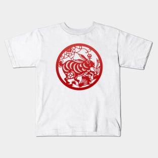 Chinese Zodiac Rabbit in Red Kids T-Shirt